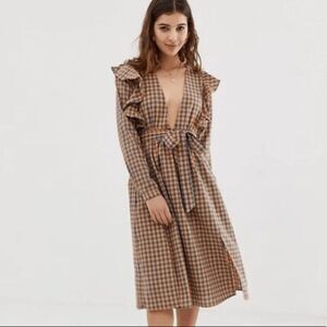 ASOS | GLAMOROUS | Gingham Print Ruffle Dress Size 8 NWOT